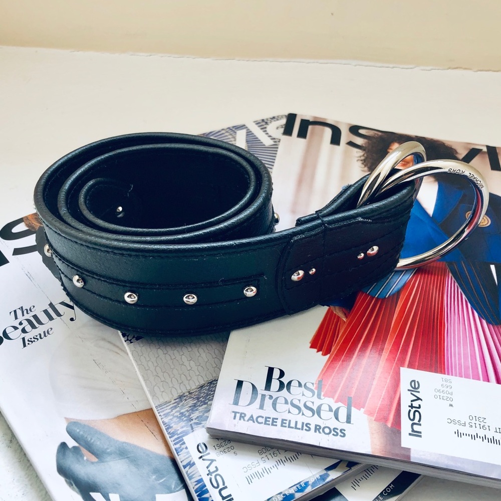 Michael Kors Black Belt with Silver Accents